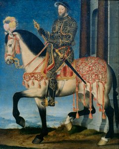 Portret van Frans I van Frankrijk te paard door François Clouet