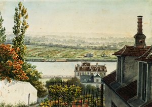 Een uitzicht op de rivier de Seine vanaf de hoogten van Saint Cloud, 1791