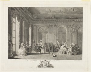 De vergadering in de salon door Francois Dequevauviller