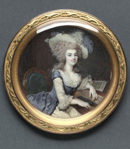 Portret van een vrouw bij een klavecimbel, ca. 1788 door Francois Dumont