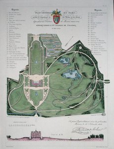 Algemeen plan van de tuin van het Chateau de Maisons, eigendom van Thomas de Colmar, gegraveerd door G. Lorsignol door Francois Duvillers