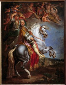 Ruiterportret van François III (1708-1765), hertog van Lotharingen, later Duits keizer en groothertog van Toscane, echtgenoot van Maria Theresia van Oostenrijk (1717-1780) Schilderij door François Eisen (1695-1778) door Francois Eisen