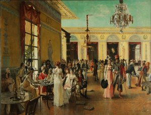 Café Frascati Een scène uit de tijd van Napoleon, 1893 door Francois Flameng
