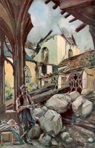 Het Klooster en de Kathedraal van Verdun, Frankrijk, juni 1916, 1926 door Francois Flameng
