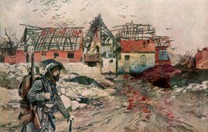 De ruïnes van Ablain-Saint-Nazaire, Artois, Frankrijk, 18 december 1915, 1926 door Francois Flameng