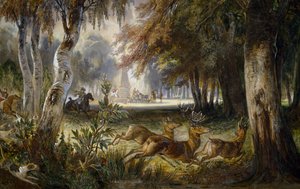 Jacht van Prins van Wagram, De achtervolging, aquarel door Francois Gabriel Guillaume Lepaulle
