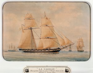 De schoener La Gazelle, door Francois Roux, aquarel, Frankrijk door Francois Geoffroy Roux