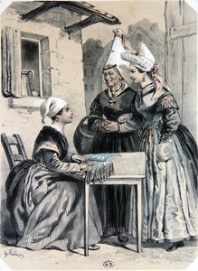 Kantklossers van Caen in Normandië, uit 