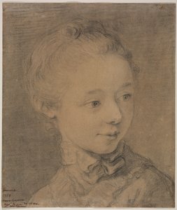 Hoofd van een jong meisje dat naar rechts draait, 1758 door Francois Hubert Drouais