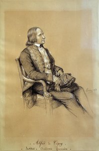 Portret van Alfred de Vigny (1797 - 1863), Franse schrijver, toneelschrijver en dichter door François Joseph Heim