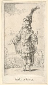 Kostuum van Ixion: een man met een tonnelet en een zwaard in de riem, een tulband met een veer door Francois Joullain