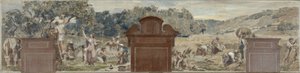 Schets voor het dorpshuis van Pantin: La cueillette. La moisson door Francois Lafon