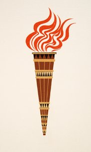 Brandende fakkel uit Prométhée Enchaîné door Aeschylus, pub. 1941 (pochoir print) door Francois Louis Schmied