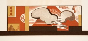 Grafische illustratie uit Prométhée Enchaîné door Aeschylus, pub. 1941 (pochoir print)