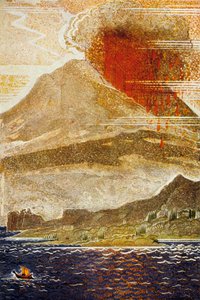De Odyssee van Homerus: Ulysses nadert het eiland van de cycloop vulkaan, gegraveerd door Theo Schmied, 1930-33 door Francois Louis Schmied