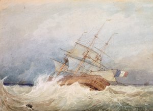 Een Franse Fregat in Stormachtig Weer door Francois Louis Thomas Francia