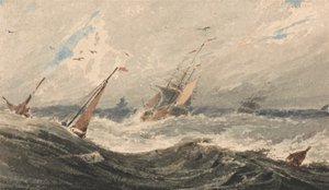Boten op een stormachtige zee door Francois Louis Thomas Francia