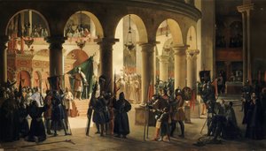 Godfried van Bouillon deponeert in de kerk van het Heilig Graf de trofeeën van Ascalon door Francois Marius Granet