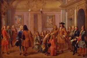 Eerste Verheffing van de Ridders van de Orde van Saint-Louis door Lodewijk XIV in Versailles op 8 mei 169