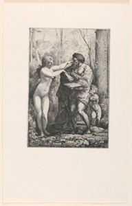 Kunstenaar en een nimf, uit Twaalf Etsen door Chifflart door Francois Nicolas Chifflart