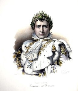 Napoleon 1e (1769-1821) bij zijn kroning in 1804 (gravure) door Francois Pascal Simon (after) Gerard