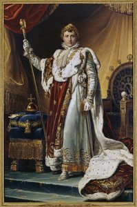Portret van keizer Napoleon I Bonaparte in zijn kroningsgewaden door Baron François Pascal Simon Gérard