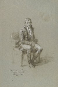Zittende mannelijke figuur