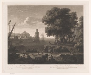 Gezicht op de kust bij Napels door Francois Vivares