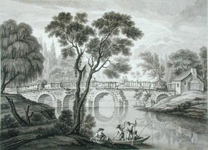 Ontwerp voor een Vervallen Brug voor de Tuin bij Syon House, gepubliceerd 1778 door Francois Vivarez