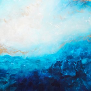 Diepblauwe abstractie door Françoise Wattré
