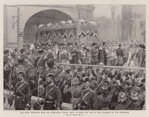 De processie van de tsaar van de Granovitaya Palata op weg naar de poort van de Kathedraal van de Ontslapenis door Frank (after) Dadd