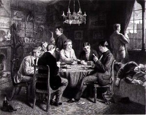 Dromerij - Een Stem van Ver Weg, gegraveerd door Robert W. Macbeth (1848-1910) uitgegeven door Thomas McLean door Frank (after) Dicksee