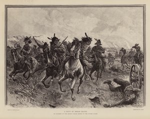 Een groep dappere krijgers tijdens een opstand van de inheemse Amerikanen (gravure) door Frank (after) Feller