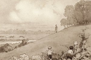 Illustratie voor The Scholar-Gipsy door Matthew Arnold door Frank Adams