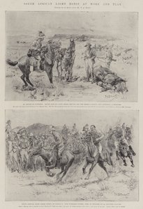Zuid-Afrikaanse lichte cavalerie aan het werk en spel