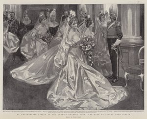 Een Ongepland Effect in de Ontvangstkamer van de Koningin, de Stormloop om Goede Plaatsen te Bemachtigen door Frank Craig