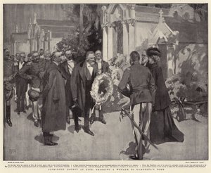 President Loubet in Nice, brengt een krans naar het graf van Gambetta door Frank Craig
