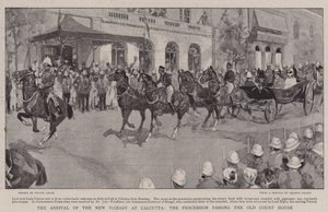 De Aankomst van de Nieuwe Onderkoning in Calcutta, de Processie die het Oude Gerechtsgebouw passeert door Frank Craig