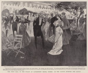 Het Eerste Bal van het Seizoen in het Regeringshuis, Sydney, in de Tuin tussen de Dansen door Frank Craig