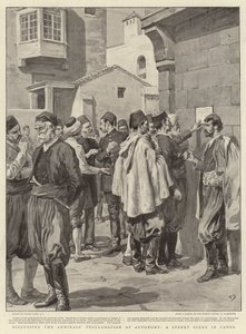 Bespreking van de Proclamatie van Autonomie door de Admiraal, een Straatscène in Canea door Frank Dadd