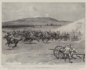 De Slag bij Ladysmith, Artillerie racet in Actie om de Boeren op Pepworth Hill te beschieten door Frank Dadd