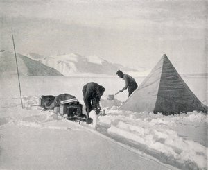 Zwaar sleetje rijden in nieuwe sneeuw bij Point Disappointment, december 1911, 1913