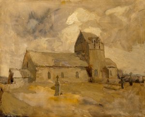 Dorpskerk en begraafplaats, Bretagne door Frank Edwin Scott