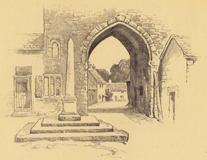 Cartmel, De abdijpoort (litho)