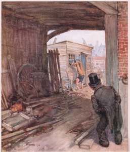 Aangekomen op zijn bestemming, het eerste object dat hij zag was een paar zeer onvolledig geschoeide voeten in de lucht, ca. 1920
