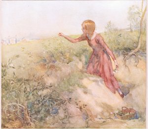 Kort na zonsopgang in de ochtend sloop ze uit de tent en zwierf naar enkele velden een korte afstand en plukte een paar rozen, ca. 1920