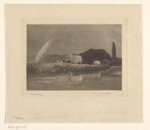 Balen hooi op wagens aan de oever van de Theems door Frank Short (signed by artist)