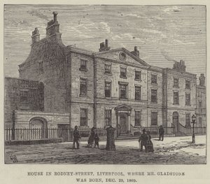 Huis in Rodney-Street, Liverpool, waar de heer Gladstone werd geboren, 29 december 1809 door Frank Watkins