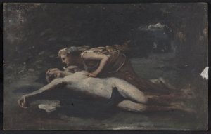 Pyramus en Thisbe, ca. 1875 door François Alfred Delobbe