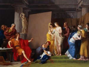Zeuxis kiest zijn modellen voor het beeld van Helena uit de meisjes van Croton, ca. 1790 door François André Vincent